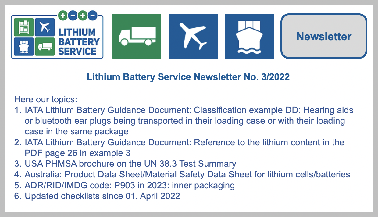 Newsletter Nr 3 2022 Hier Unsere Themen 1 IATA Lithium Battery